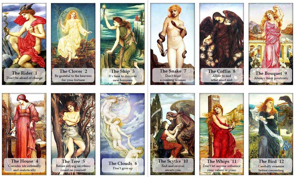 Pre-Raphaelite Art Lenormand cards