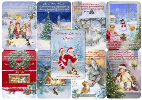 Winter's Serenity Oracle Cards.  Christmas and Santa oracle
